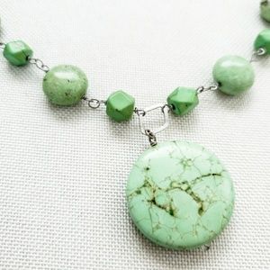 Sterling Silver Green stone necklace